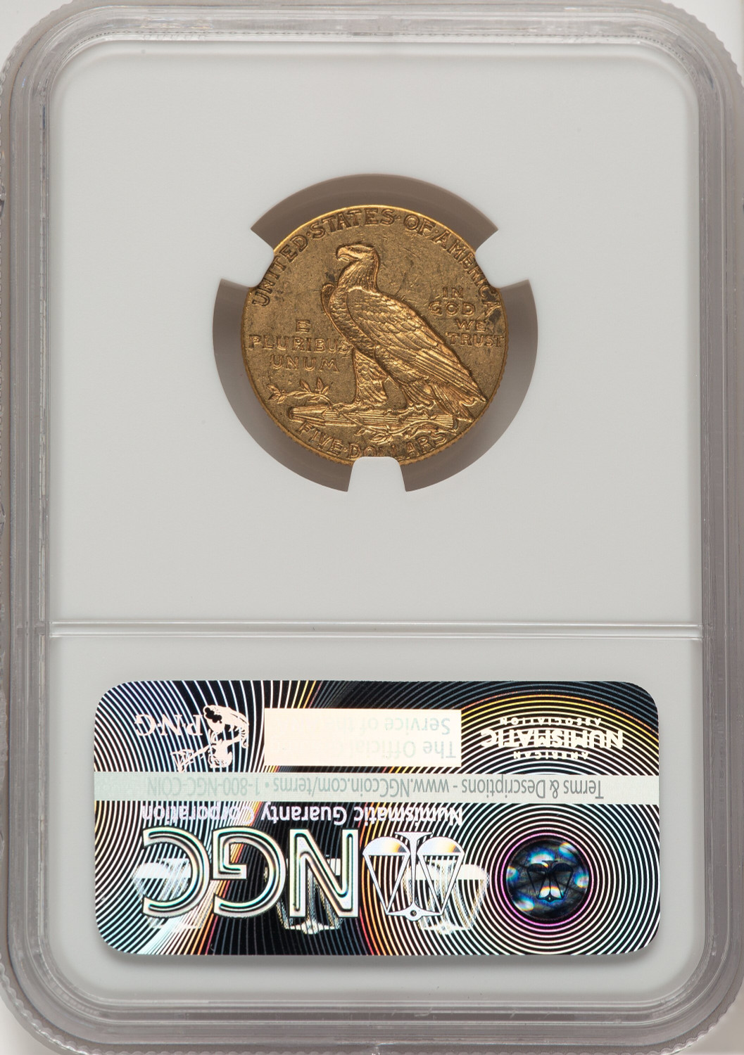 1911-D $5 Indian Half Eagle NGC AU58 (777498002). Second image.