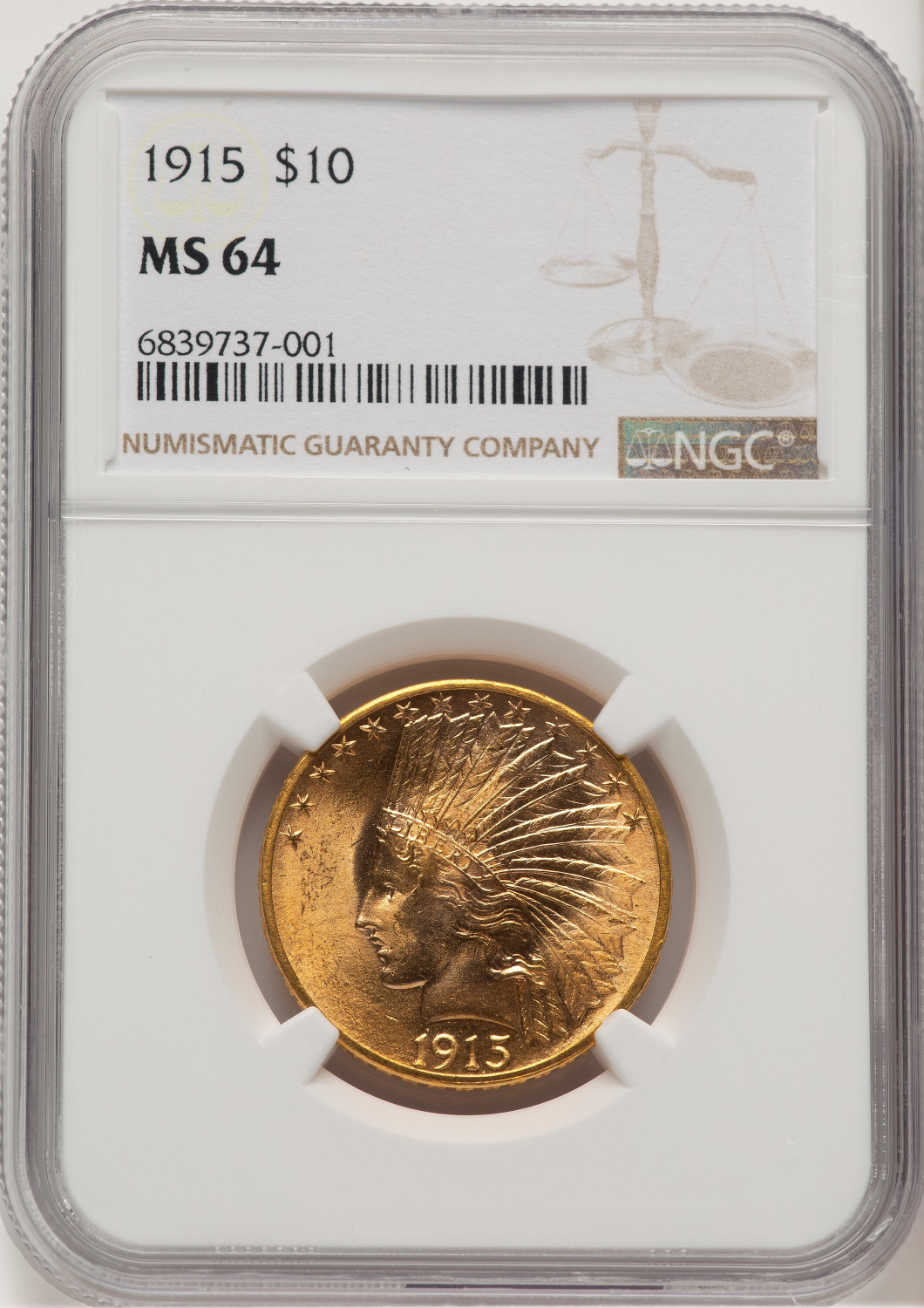 1915 $10 Indian Eagle NGC MS64 (521316041)
