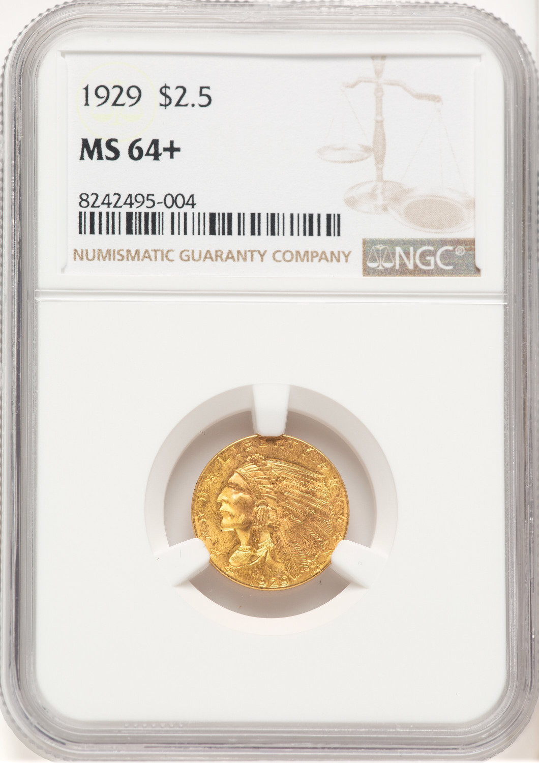 1929 $2.50 Indian Quarter Eagle NGC MS64+ (769501007)