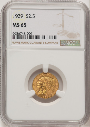 1929 $2.50 Indian Quarter Eagle NGC MS65 (507436023). Third image.