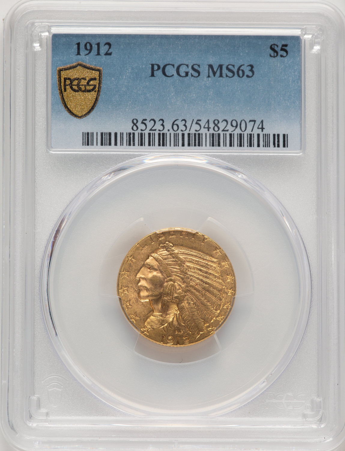 1912 $5 Indian Half Eagle PCGS MS63 (507441013)