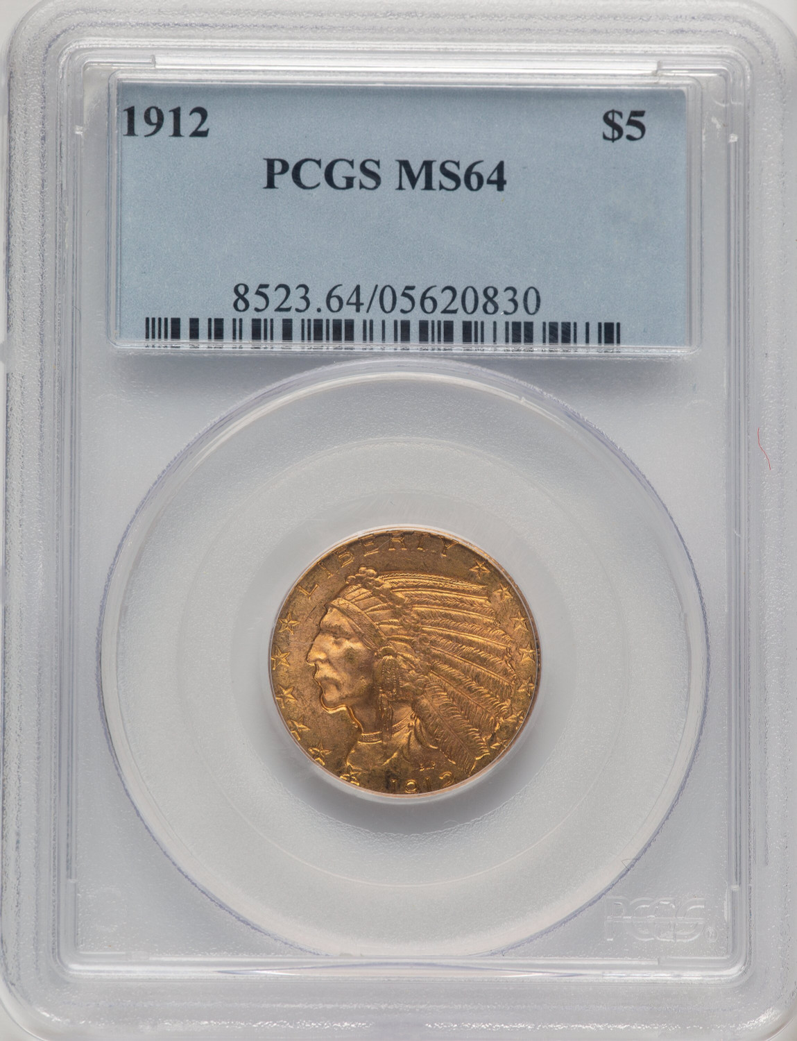 1912 $5 Indian Half Eagle PCGS MS64 (778223104)