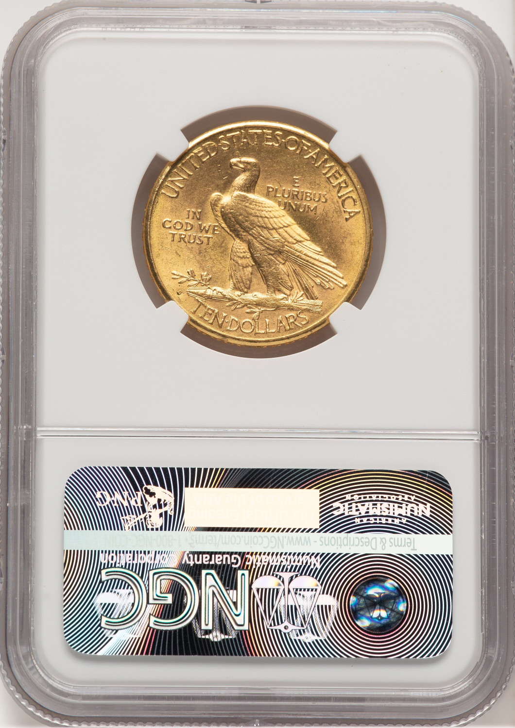 1920-S $10 Indian Eagle NGC MS61. Second image.