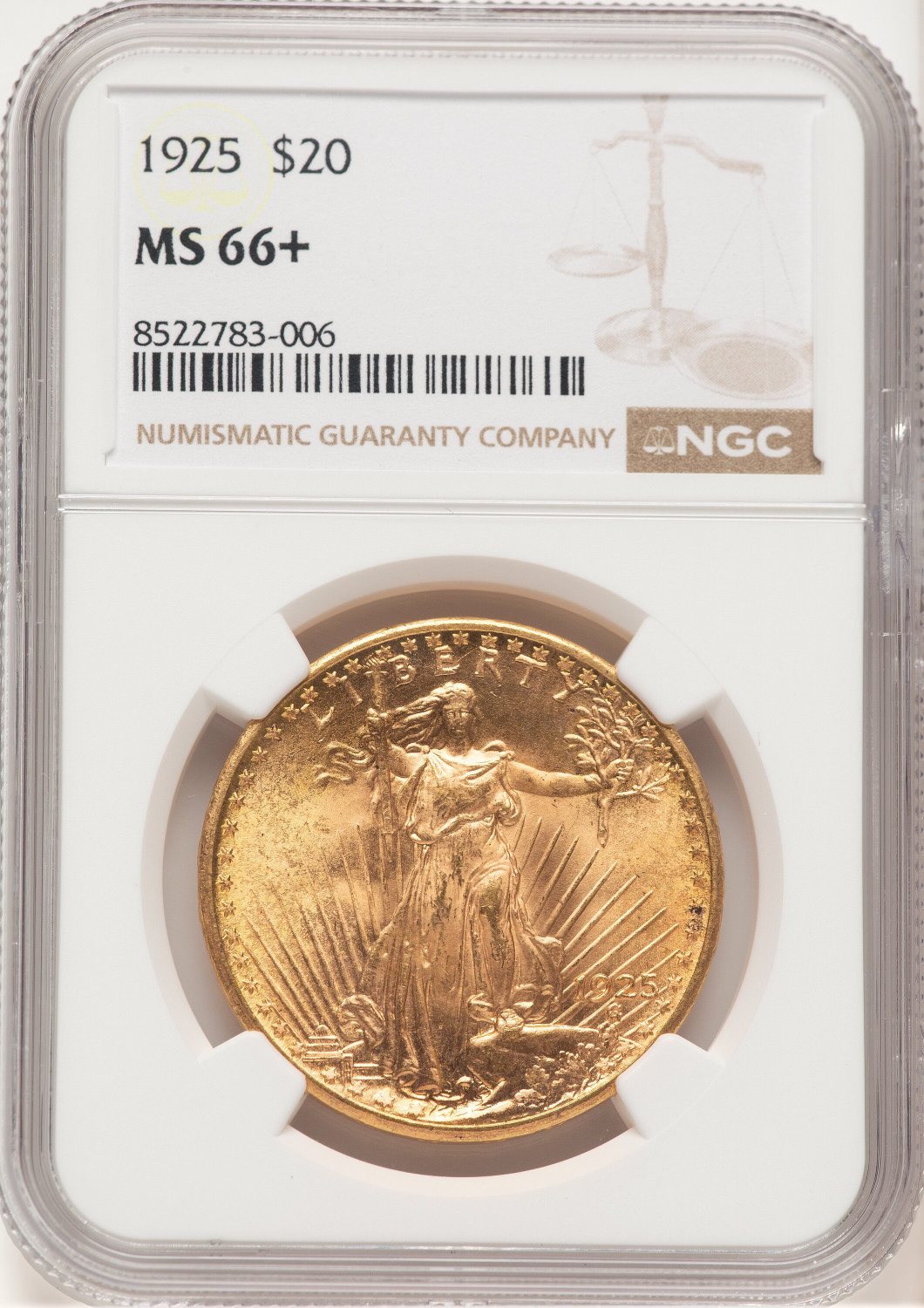 1925 $20 Saint-Gaudens Double Eagle NGC MS66+ (507267038)