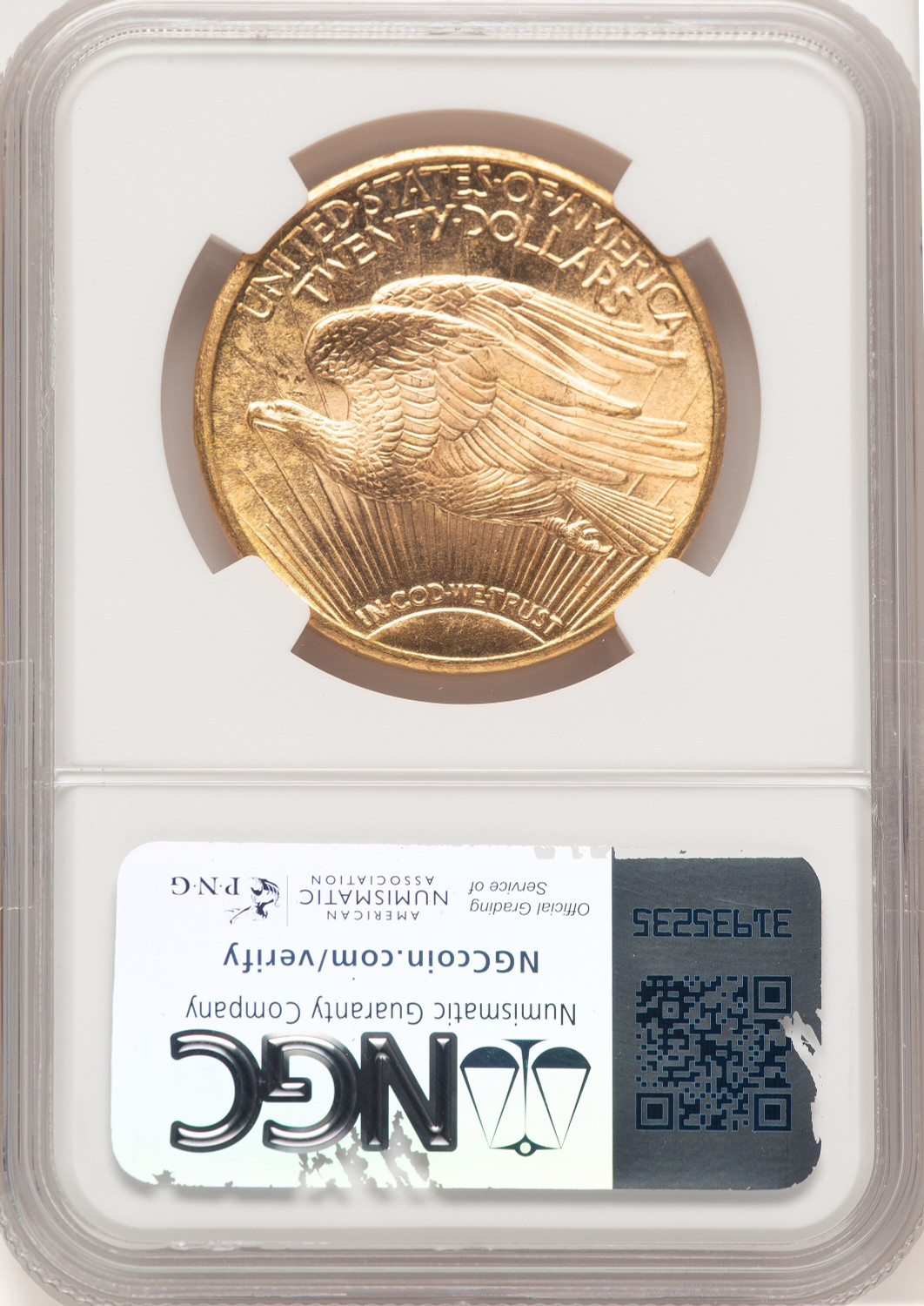 1925 $20 Saint-Gaudens Double Eagle NGC MS66+ (507267038). Second image.