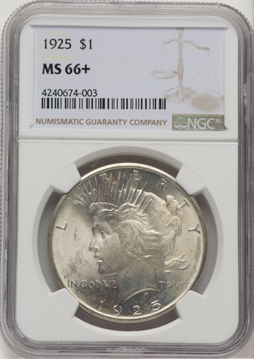 1925 Peace Dollar NGC MS66+ (507436021). Third Image