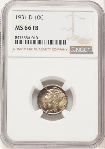 1931-D 10C FB Mercury Dime NGC MS66. Third Image
