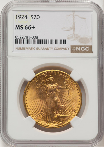 1924 $20 Saint Saint-Gaudens Double Eagle NGC MS66+ (774806004). Third image.