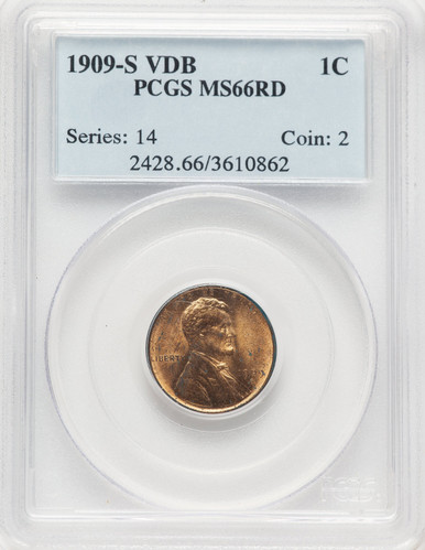 1909-S 1C VDB RD Lincoln Cent PCGS MS66. Third image.