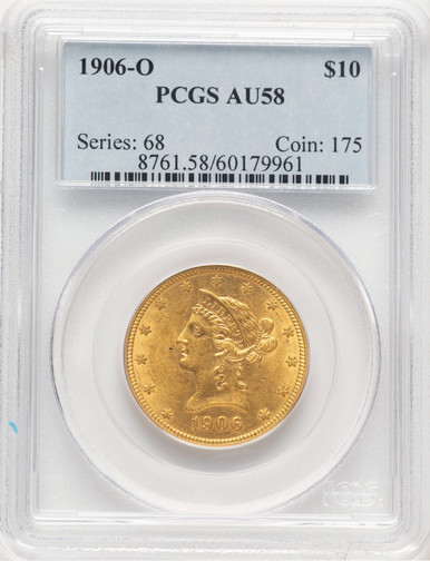 1906-O $10 Liberty Eagle PCGS AU58. Third Image