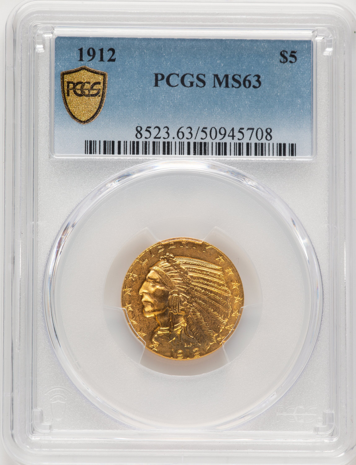 1912 $5 Indian Half Eagle PCGS MS63 (772632011)