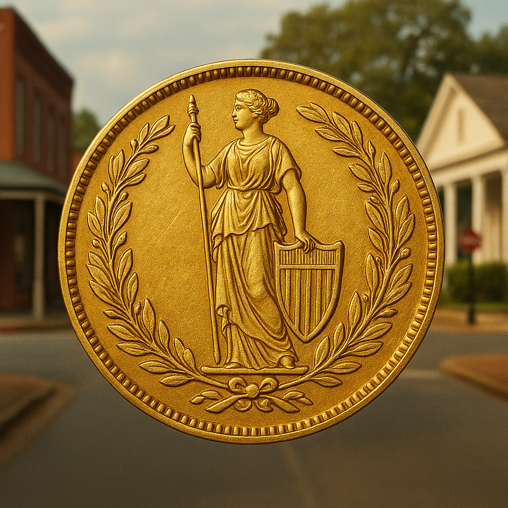 Close-up of a rare 19th-century gold coin showcasing intricate detailing and historical value.