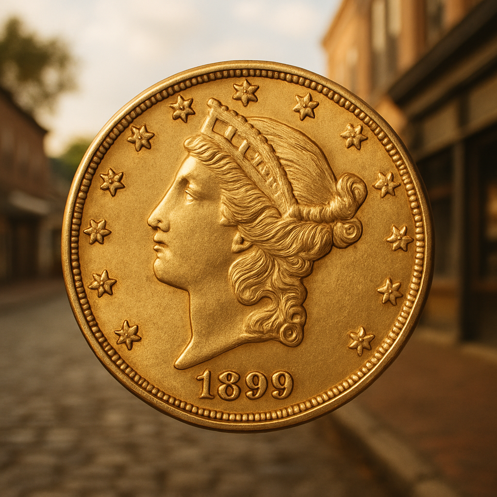Close-up of a vintage rare gold coin showcasing intricate details and classic design.