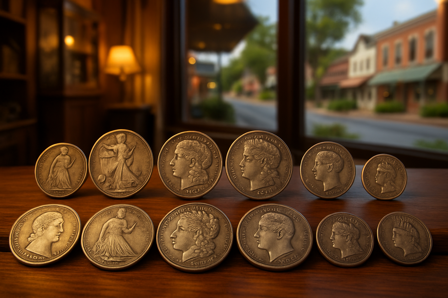 Display of vintage silver coins available for sale, perfect for collectors and investors.