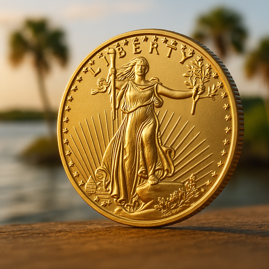 Close-up of a rare gold coin showcasing intricate details and craftsmanship, perfect for collectors and investors.