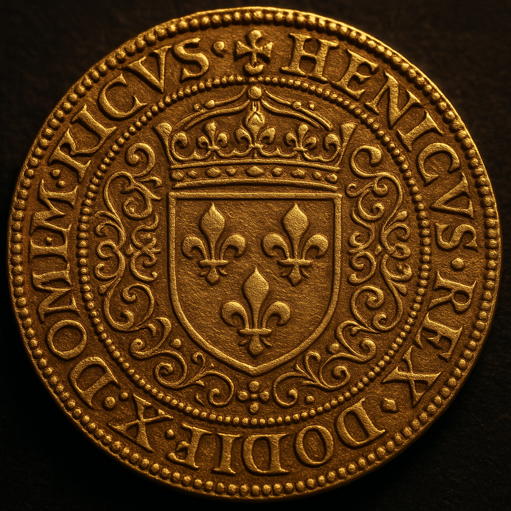 Close-up of a rare historic gold coin showcasing intricate detail and craftsmanship