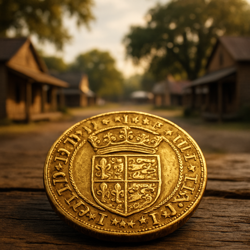 Close-up of a rare gold coin showcasing intricate historical details, perfect for collectors and investors.