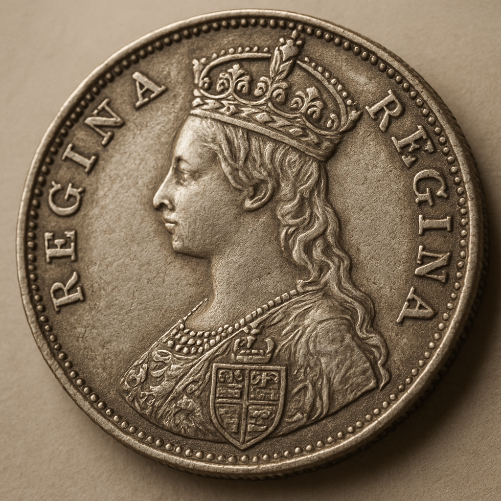 Close-up of a rare vintage silver coin showcasing intricate details and craftsmanship.