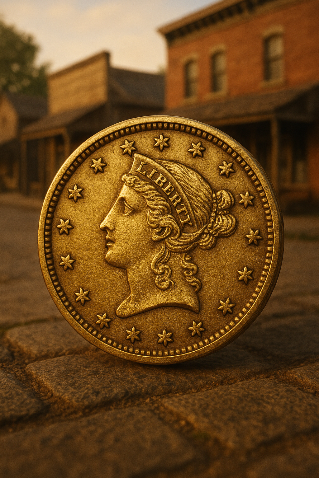 Close-up of a rare 19th-century gold coin showcasing intricate details and craftsmanship.