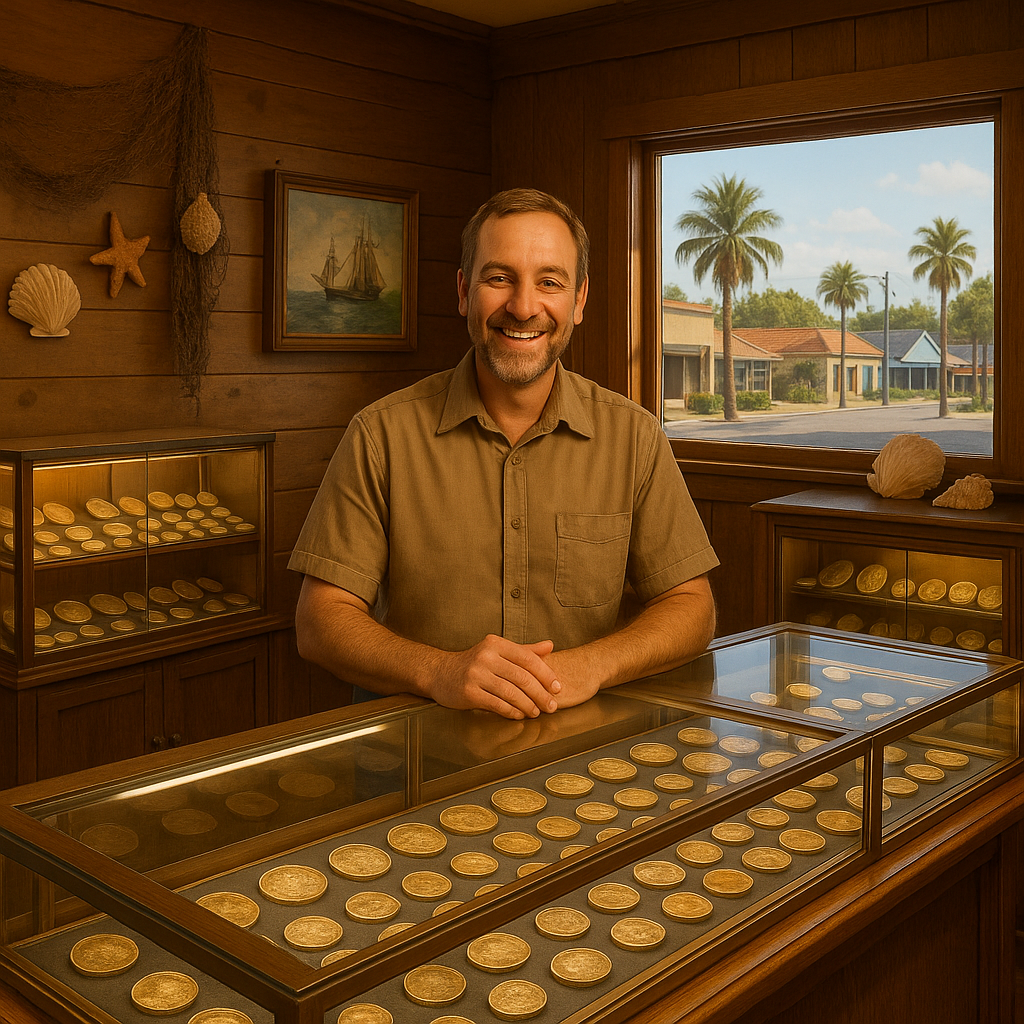Friendly rare coin shop staff ready to assist customers, emphasizing personalized service at Gulf County Rare Coins.