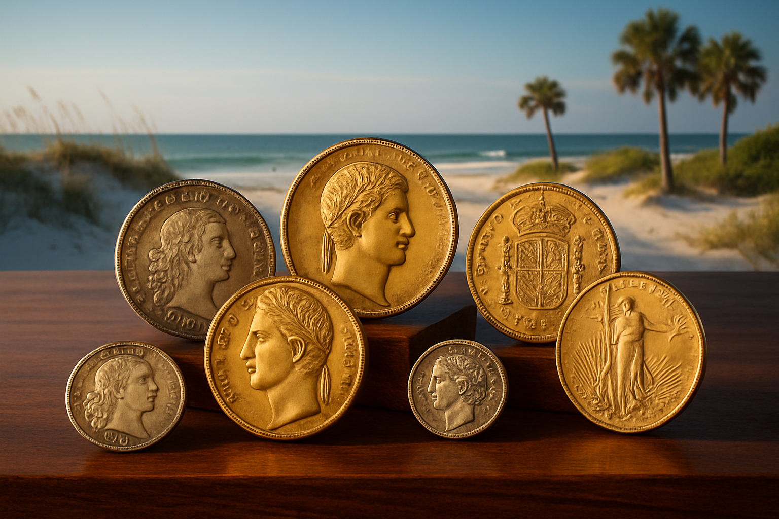 Showcase of exquisite rare coins from various eras, inviting collectors to explore Gulf County Rare Coins' unique selection.