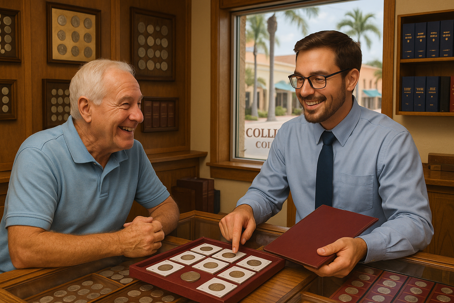 Happy customer receiving trusted service and valuable coin advice from our knowledgeable staff