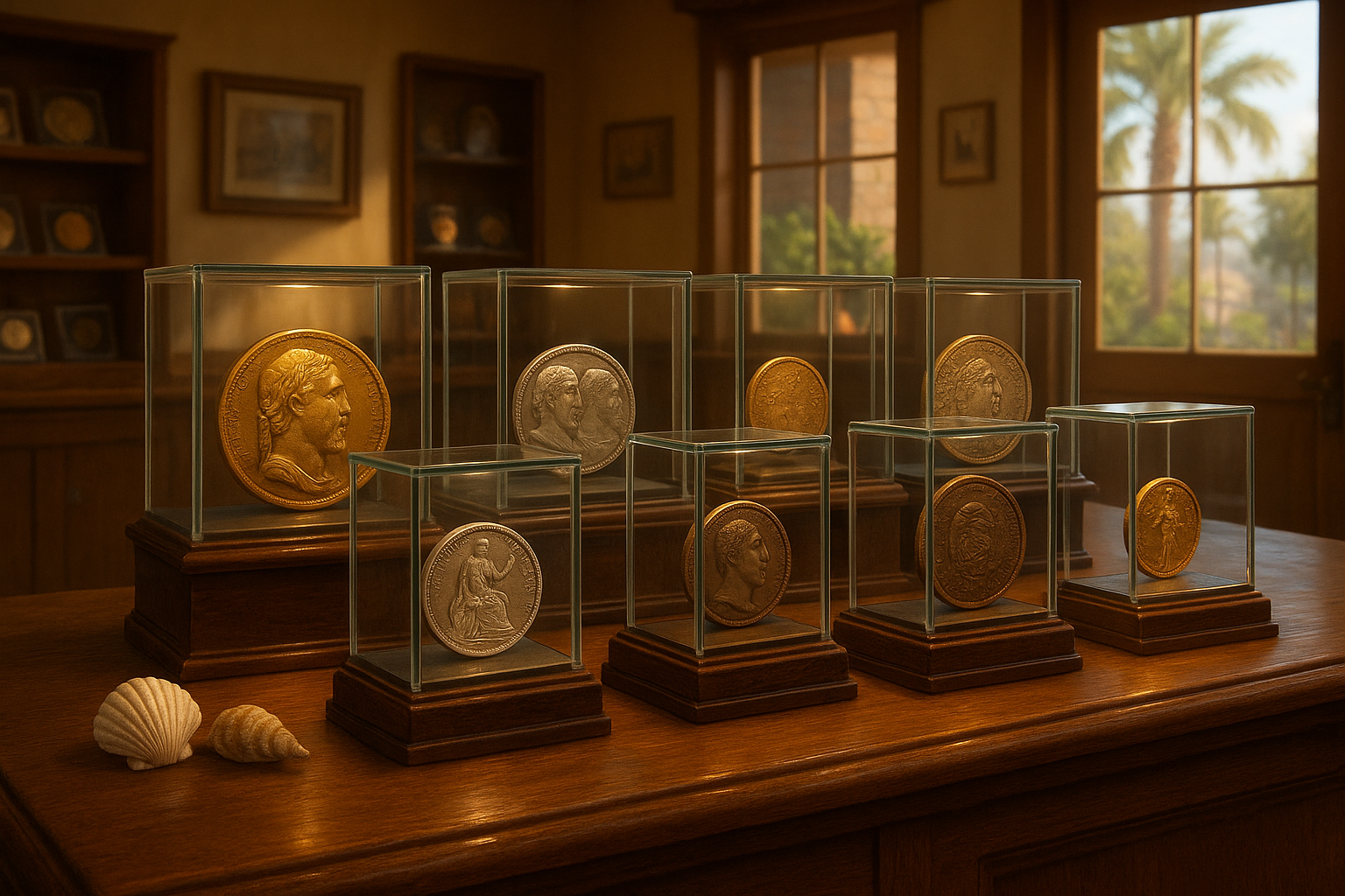 Display of a diverse collection of rare coins suitable for both seasoned collectors and beginners at Timeless Treasures Coins.