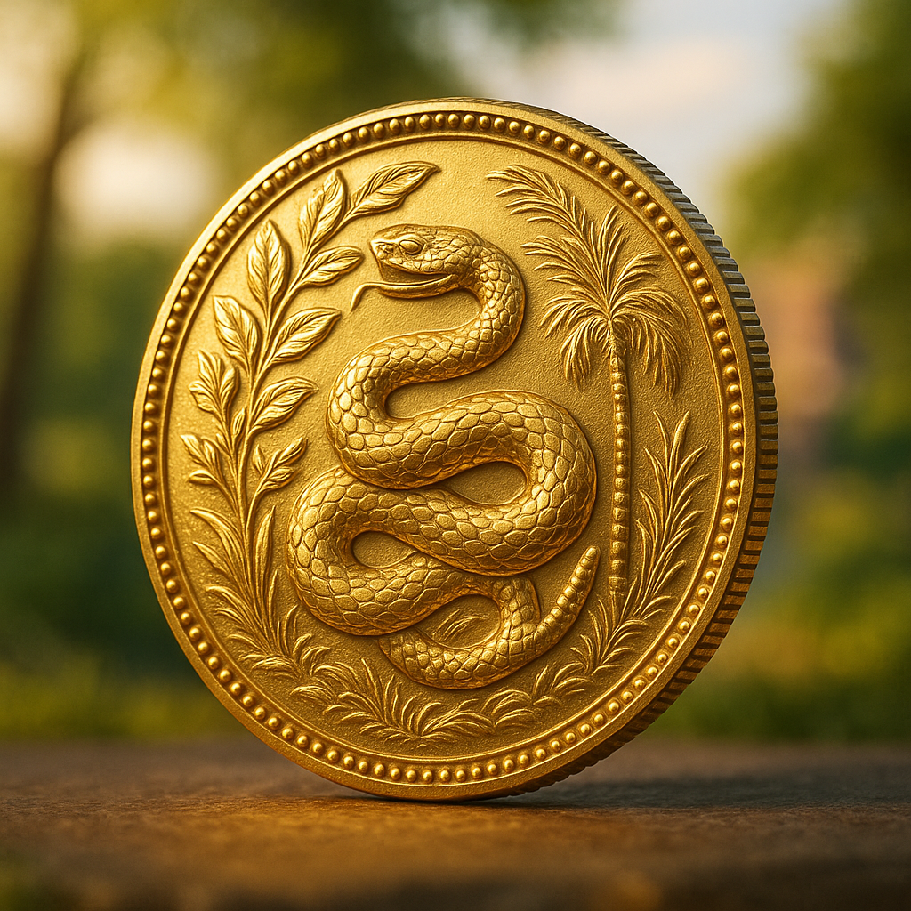 Close-up of a rare, gleaming gold coin showcasing intricate details, highlighting the exquisite craftsmanship available at Gadsden County's trusted rare coin shop.