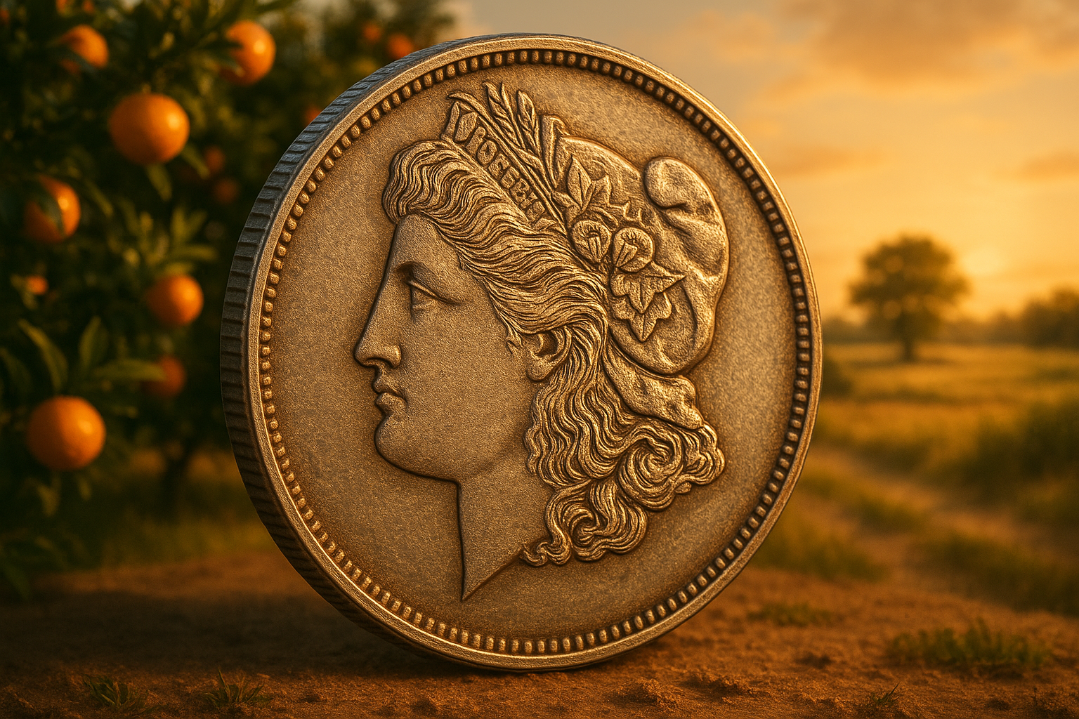 Close-up of a rare, vintage coin showcasing intricate details and mint condition at Hardee County Rare Coins.
