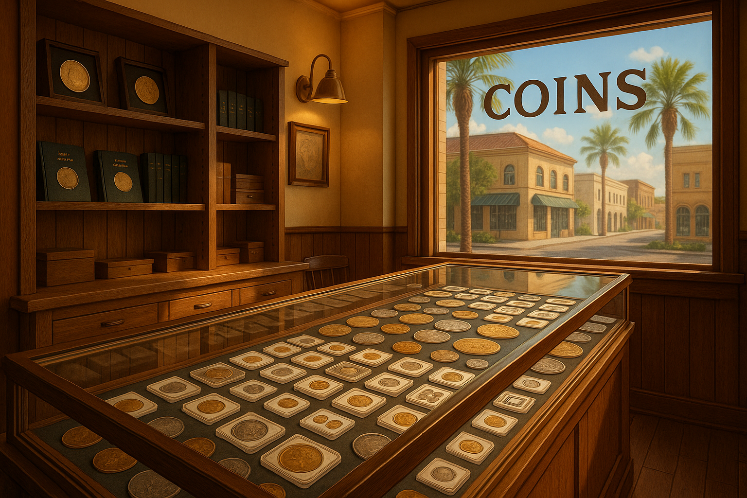 Display of a diverse selection of rare and collectible coins perfect for both new and seasoned collectors.