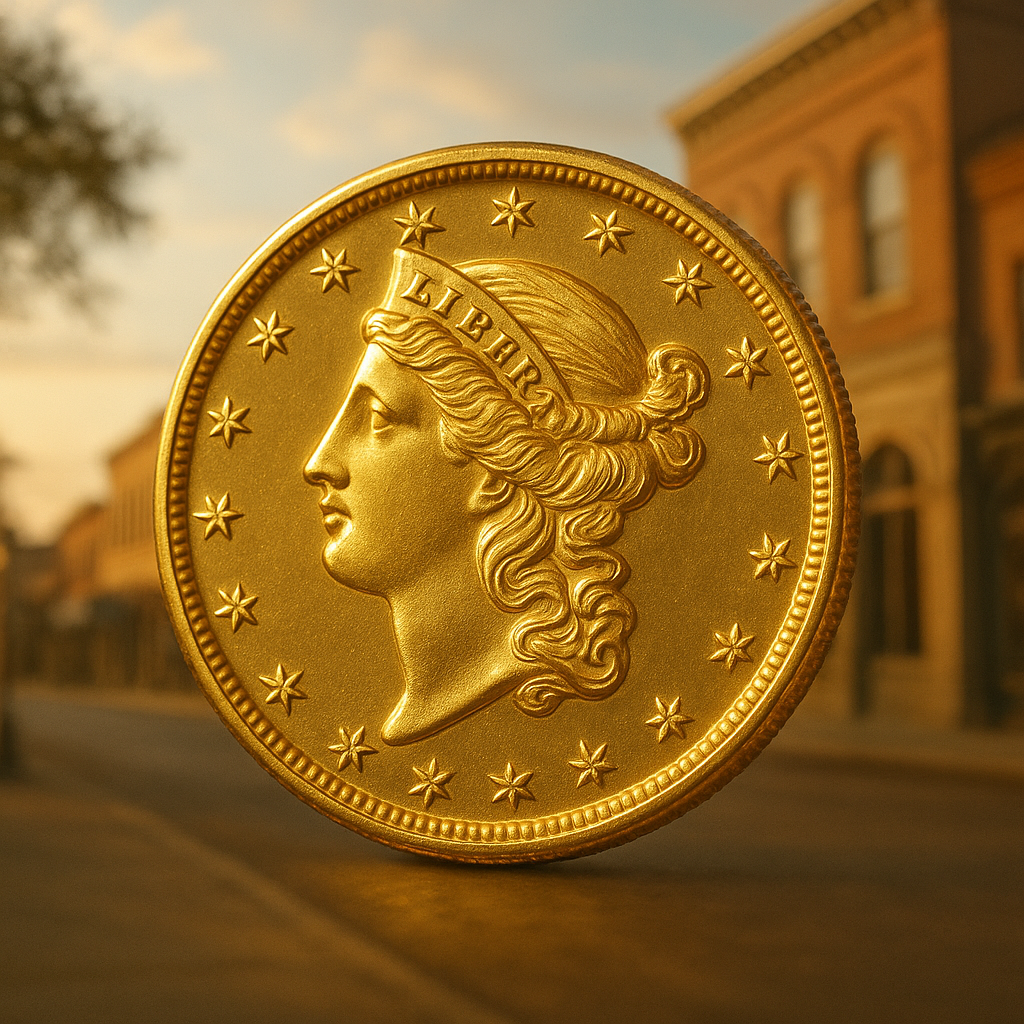 Close-up of a rare vintage gold coin showcasing intricate details and brilliant luster, perfect for collectors seeking exquisite pieces.