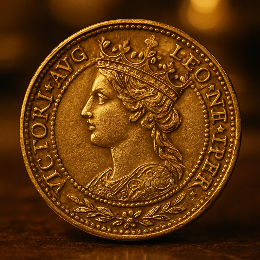 Close-up of a rare gold coin showcasing intricate details and craftsmanship, symbolizing valuable collectible coins available at Miami-Dade's trusted coin shop.
