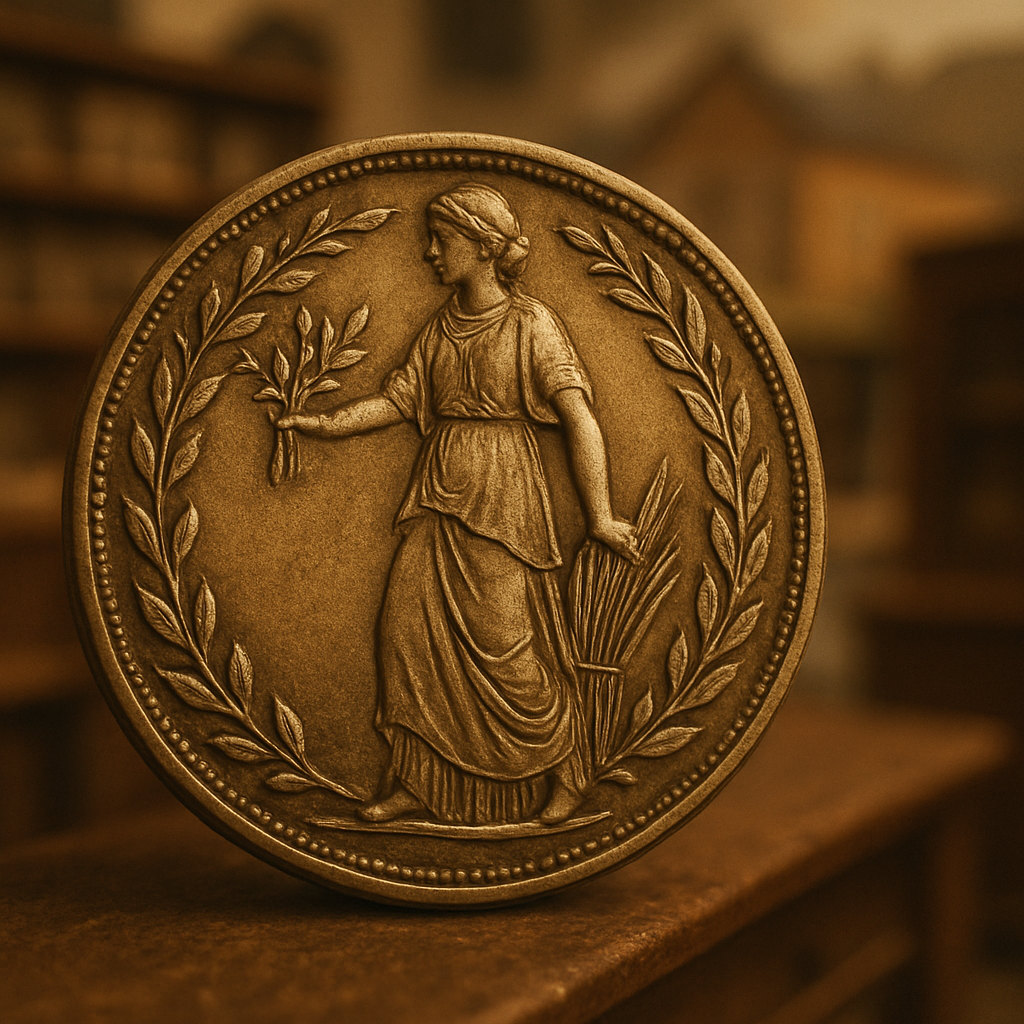 Close-up of a rare vintage coin showcasing intricate details and historical craftsmanship.