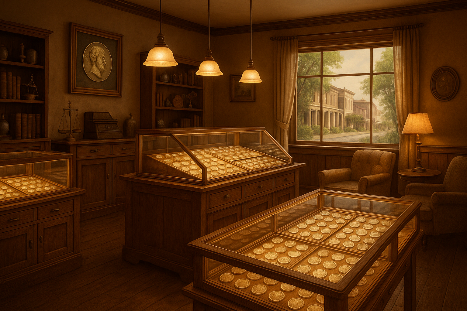 Warm and inviting interior of Escambia County's trusted rare coin shop with a welcoming atmosphere for collectors.