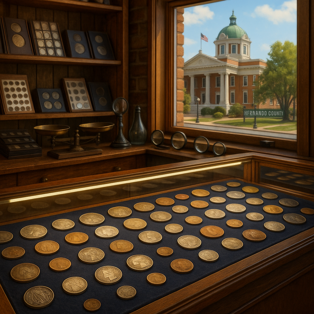 Display case showcasing a variety of rare and collectible coins for enthusiasts of all levels.