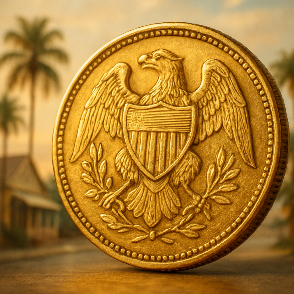 Close-up of a beautifully detailed rare gold coin showcasing intricate craftsmanship.