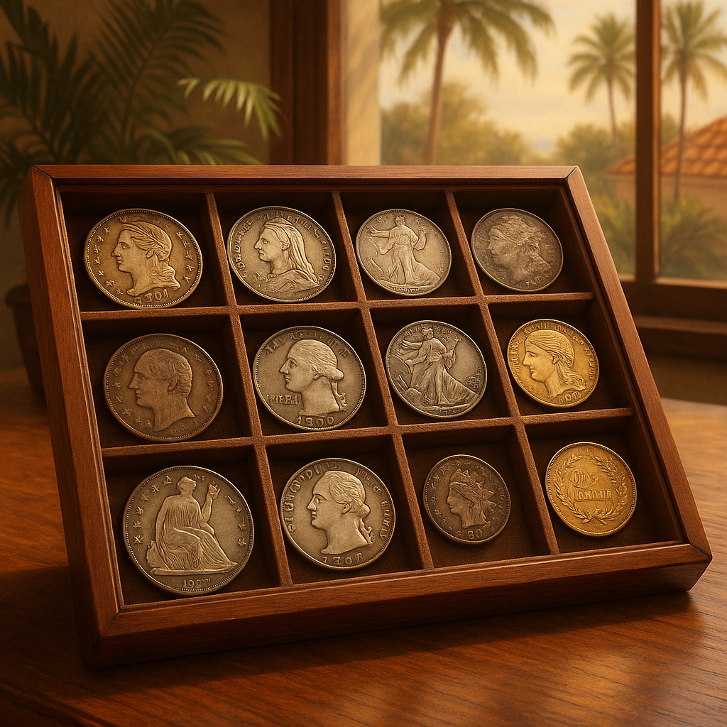 Wide selection of collectible coins from various eras available in Florida’s premier coin shop