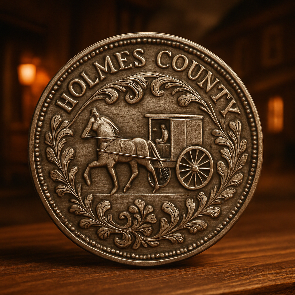 Close-up of a highly detailed vintage coin under professional lighting highlighting its intricate engravings