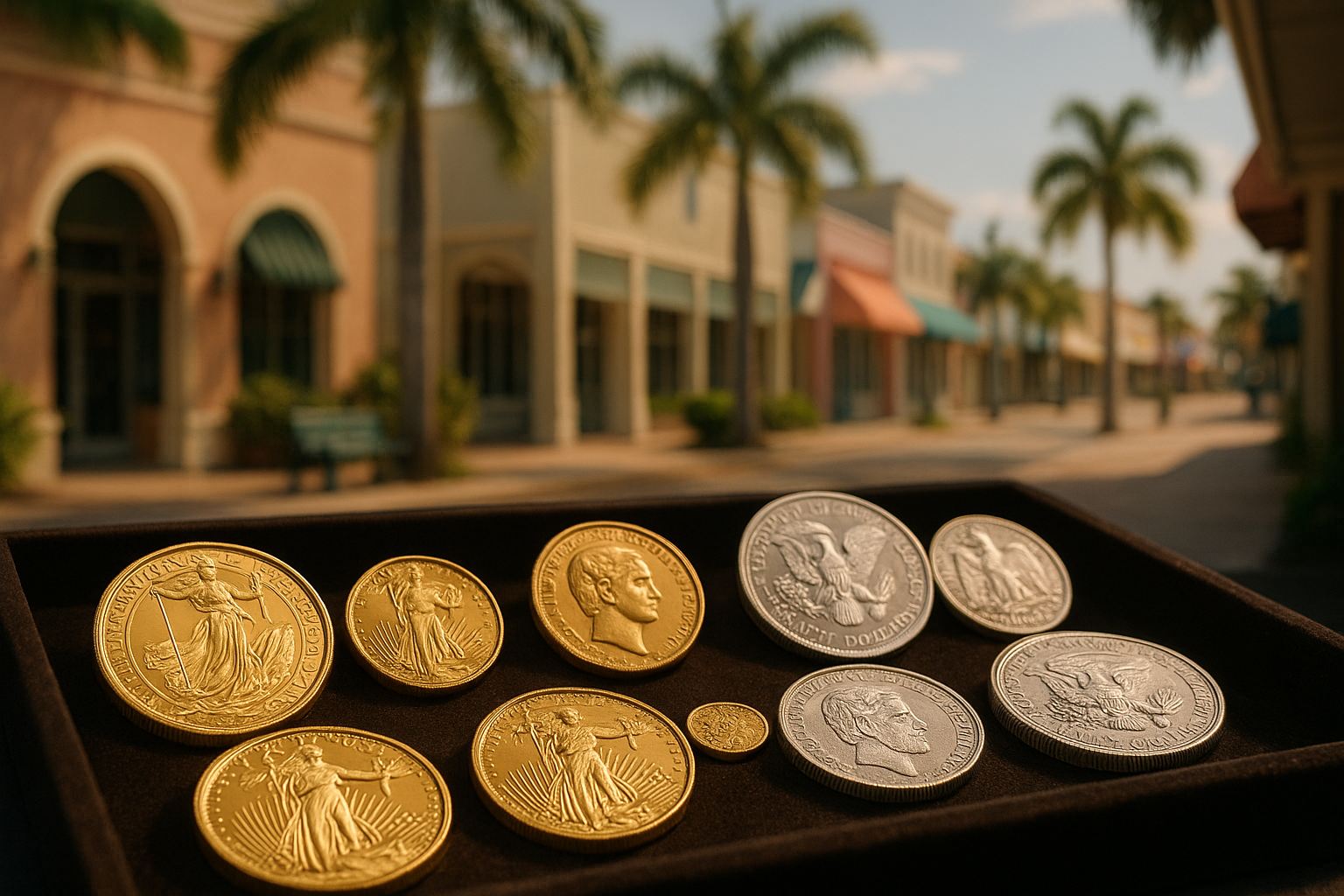 Elegant display of rare gold and silver coins highlighting intricate designs and craftsmanship