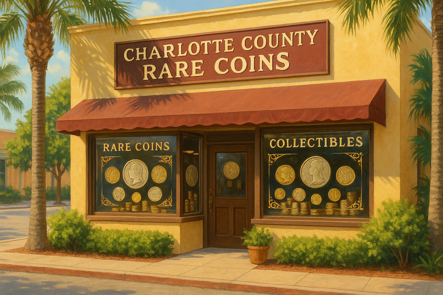 Welcoming storefront of Charlotte County Rare Coins in Florida inviting serious collectors