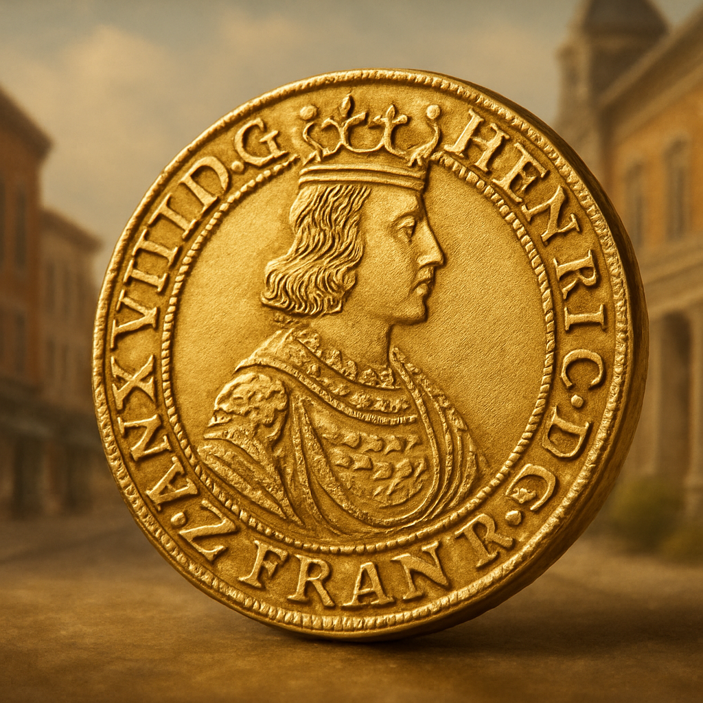 Close-up of a rare gold coin with intricate engravings highlighting its historic value