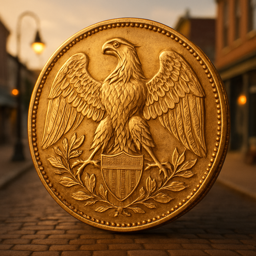 Close-up of a rare, intricately detailed gold coin reflecting expert craftsmanship