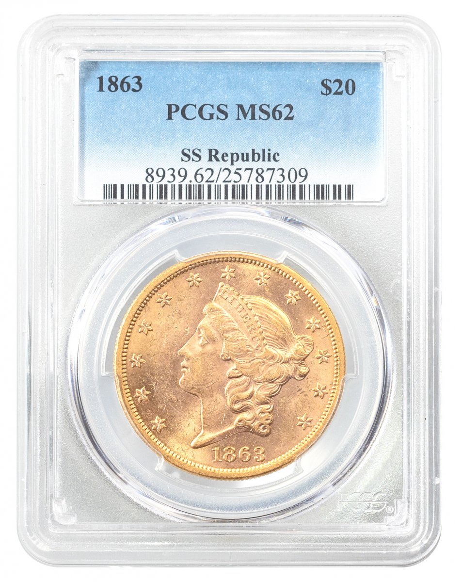 1863-Liberty Head $20 - Type 1 No Motto