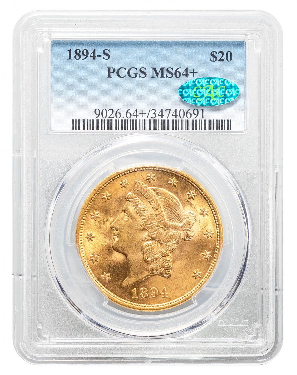 1894-S-Liberty Head $20 - Type 3 With Motto "TWENTY DOLLARS" on Reverse