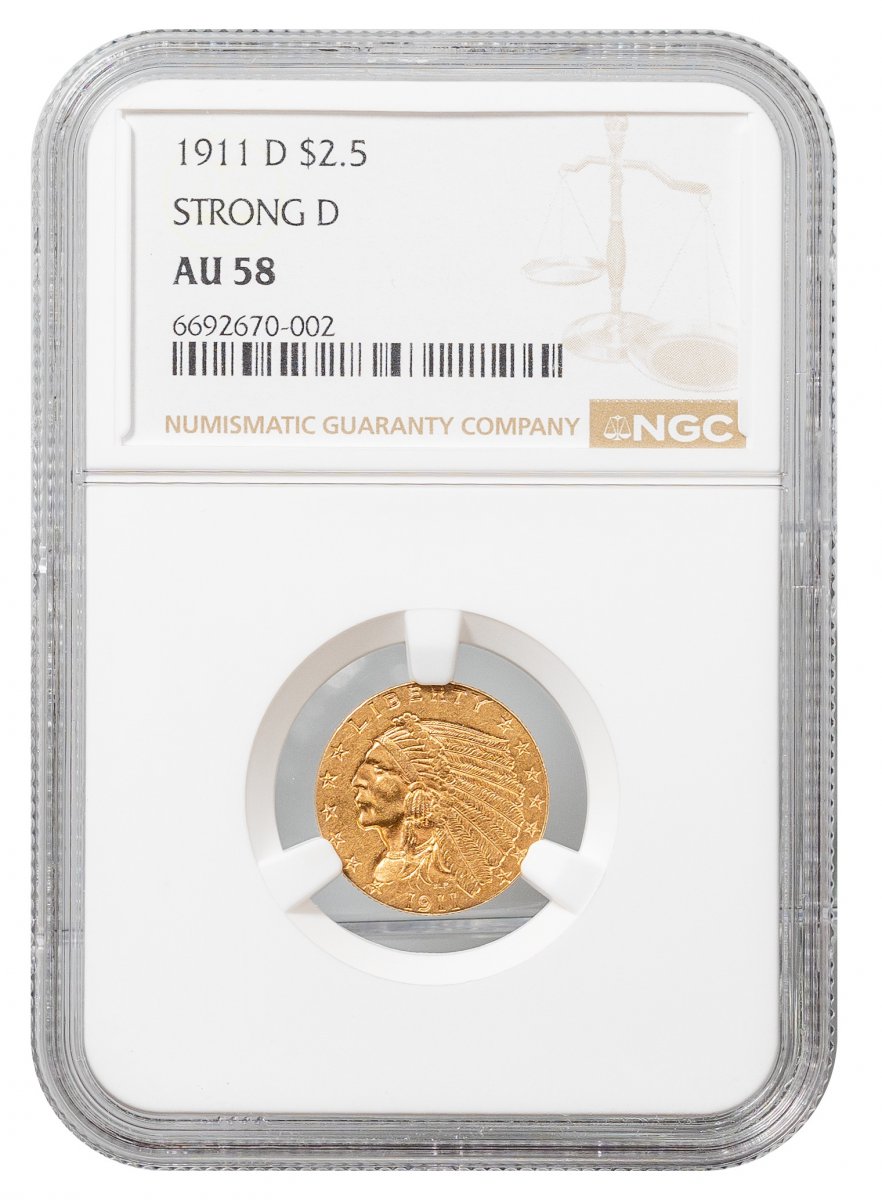 1911-D-Gold Coins - Indian $2.5