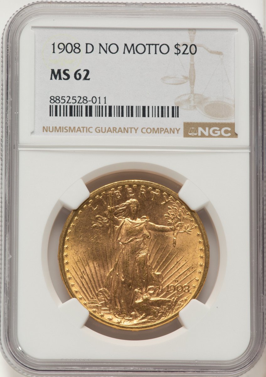 1908-D Saint-Gaudens Double Eagles (1908-D $20 NO MOTTO)