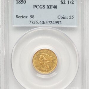 1850 Liberty Quarter Eagles (1850 $2 1/2 Blue Label)
