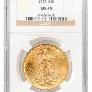 1922-St. Gaudens $20 - Type 3 With Motto