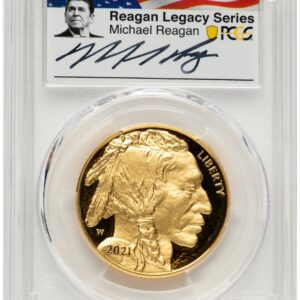 2021-W Modern Bullion Coins (2021-W Proof Gold Buffalo 1 oz AR Reagan Legacy Series Michael Reagan Picture)