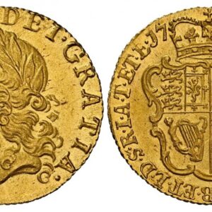 World Coins ("GREAT BRITAIN. George II. (King, 1727-1760). 1759 AV Half-Guinea. NGC MS63+. GEORGIVS · II · DEI · GRATIA ·. Old laureate head left / F · D · B · ET · L · D · S · R · I · A · T · ET · E · - M · B · F · ET · H · REX ·. Crowned 4-fold arms. KM 587; SCBC-3)